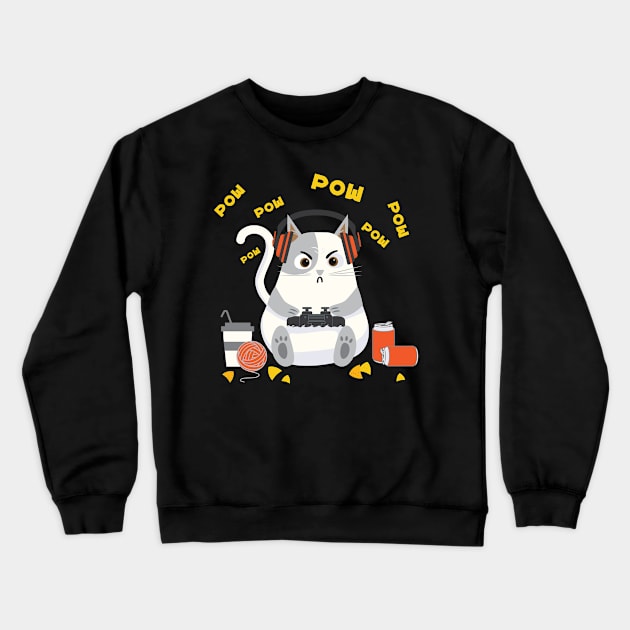 Video Game Cat Gamer Crewneck Sweatshirt by TeeShirt_Expressive